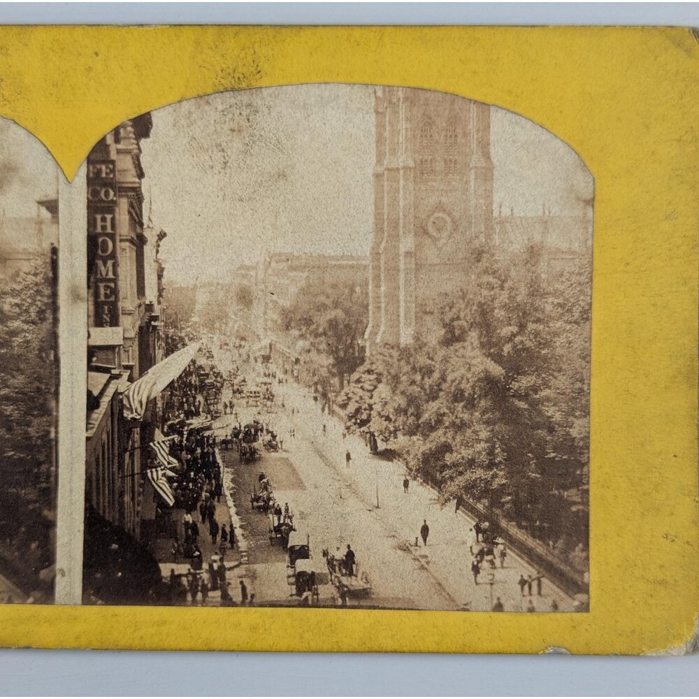 Antique AMERICAN VIEWS Stereoview card no. 128 The Flume from above, Franconia
